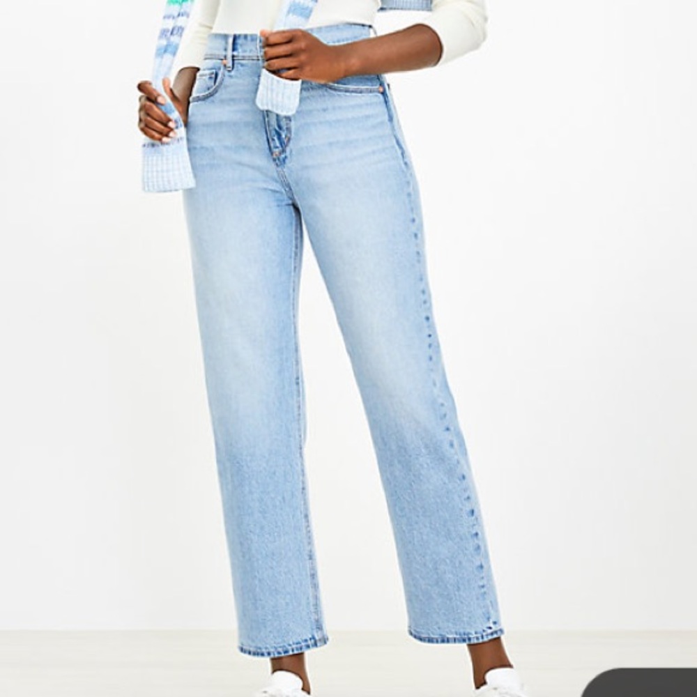 Loft Curvy High Rise Straight Jeans in Vintage Indigo